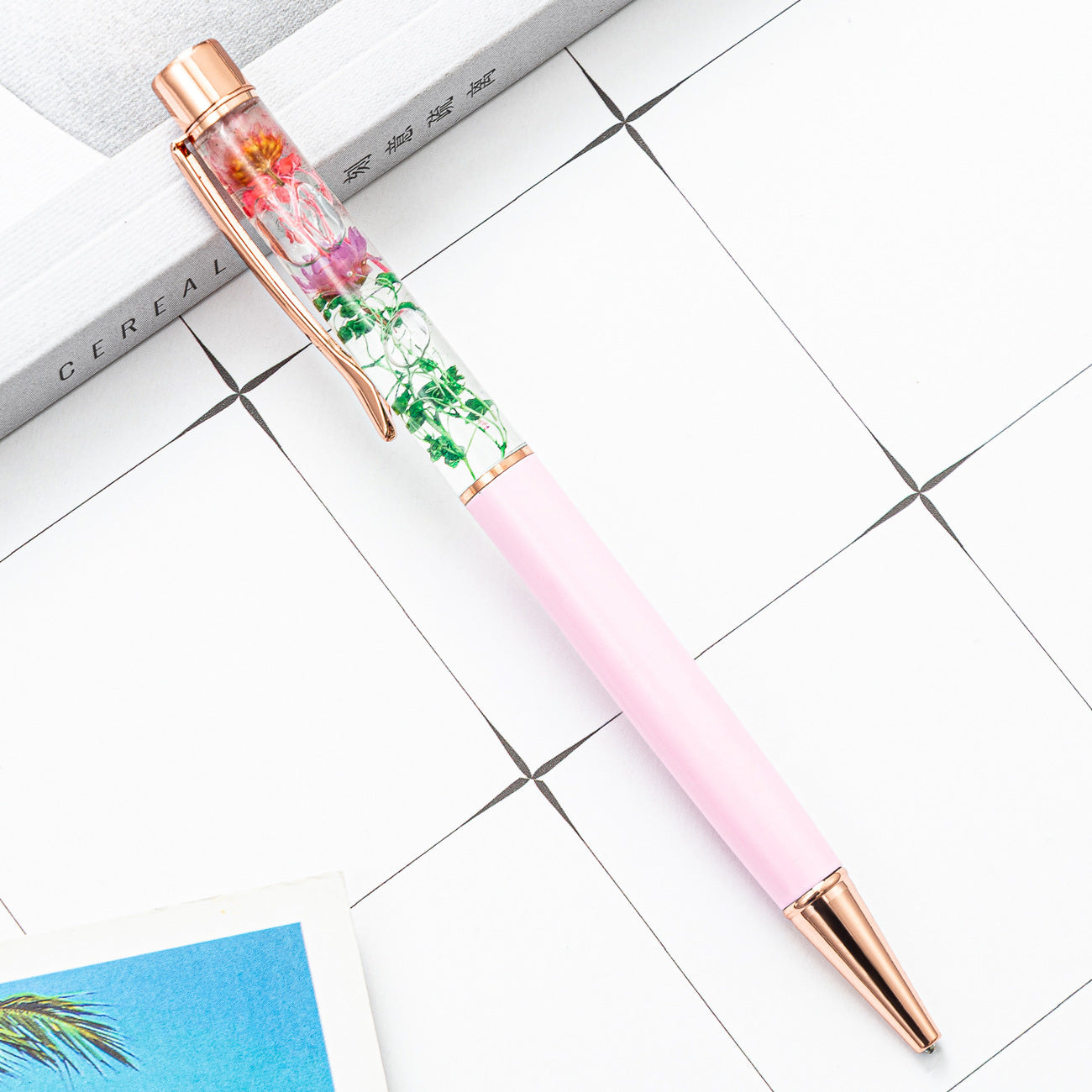 Wholesale Metal Crystal Preserved Flower Ballpoint Pen